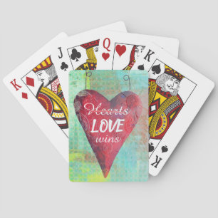 Love Wins Red Valentine's Heart Playing Cards