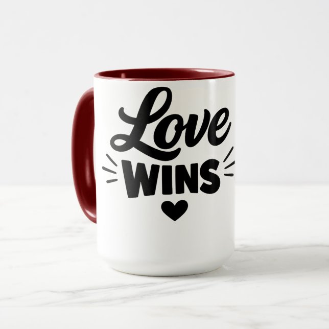 Love Wins Romantic Quote Coffee Mug – Cute Valenti (Front Left)