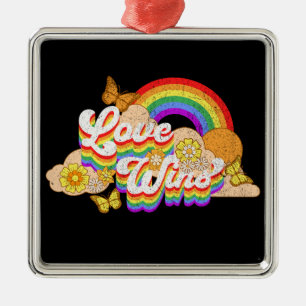 Love wins text design metal tree decoration