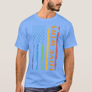 Love wins USA Flag Rainbow LGBT Gay pride lgbtq Pr T-Shirt