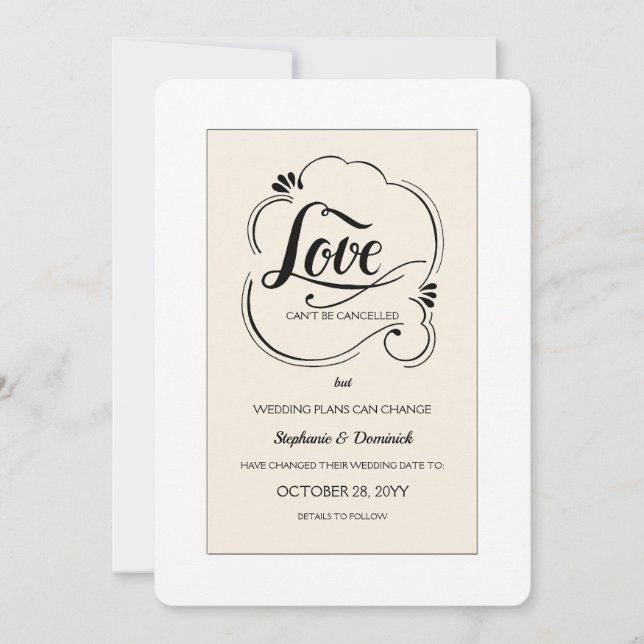 Love Wins Wedding Postponement Announcement (Front)