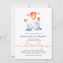 Love Wish Lanterns and Ghosts Wedding Invitation