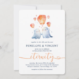 Love Wish Lanterns and Ghosts Wedding Invitation
