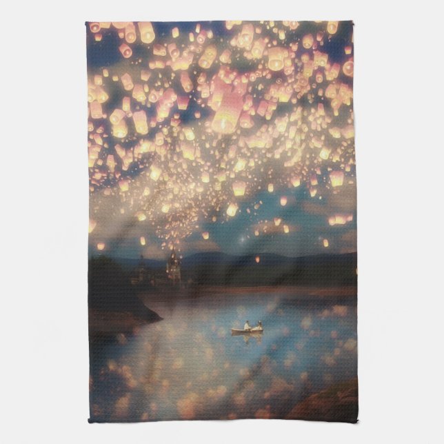 Love Wish Lanterns kitchen towel (Vertical)