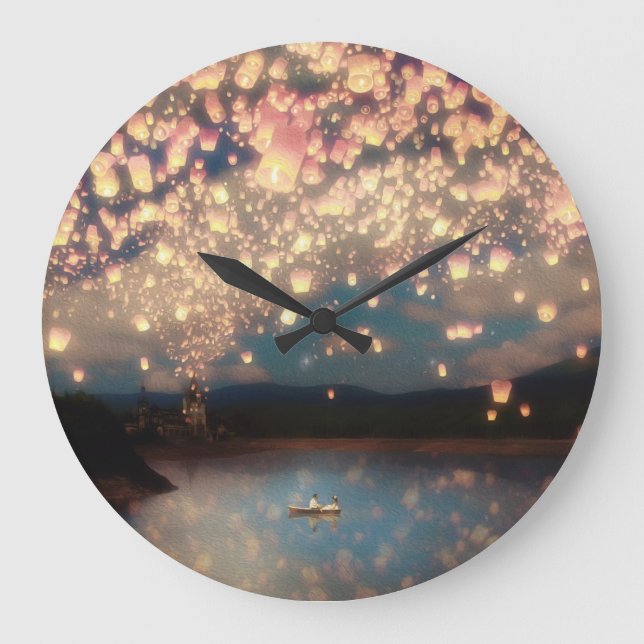 Love Wish Lanterns Large Clock (Front)