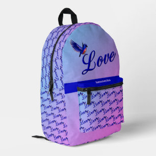 Love With A Bluebird Personalised Printed Backpack