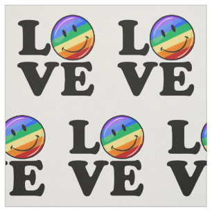 Love With A Happy Rainbow Flag Gay LGBT Fabric