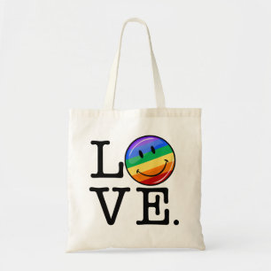 Love With A Happy Rainbow Flag Gay LGBT Tote Bag