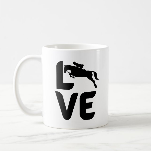 Love with a Jumping Horses as the O  Coffee Mug (Left)