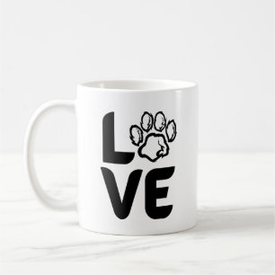 Love with a Paw print - Dog, Cat, Animal  Coffee Mug