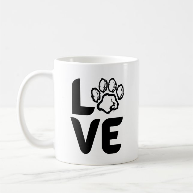 Love with a Paw print - Dog, Cat, Animal  Coffee Mug (Left)