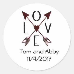 Love with Arrows Red and Black Classic Round Sticker