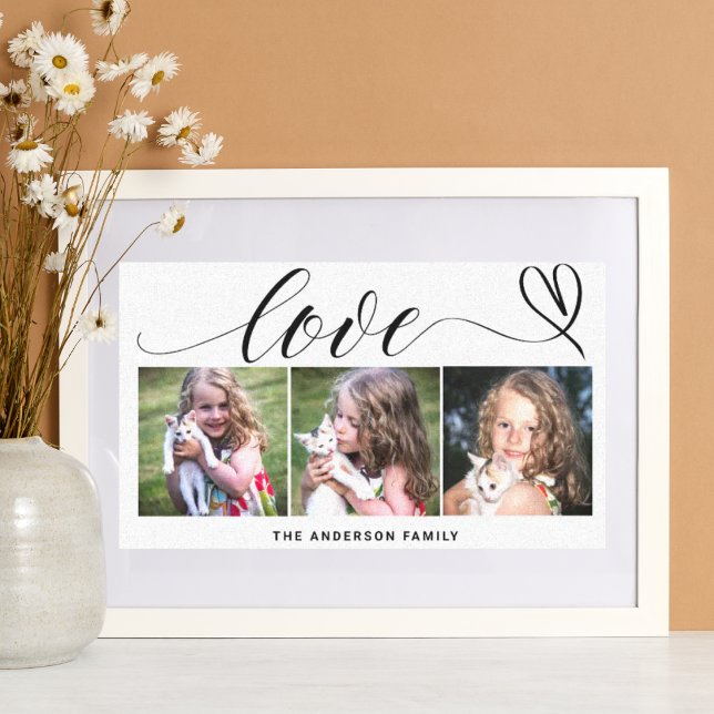 Love With Black Heart Script Custom Photo Collage Canvas Print (Creator Uploaded)