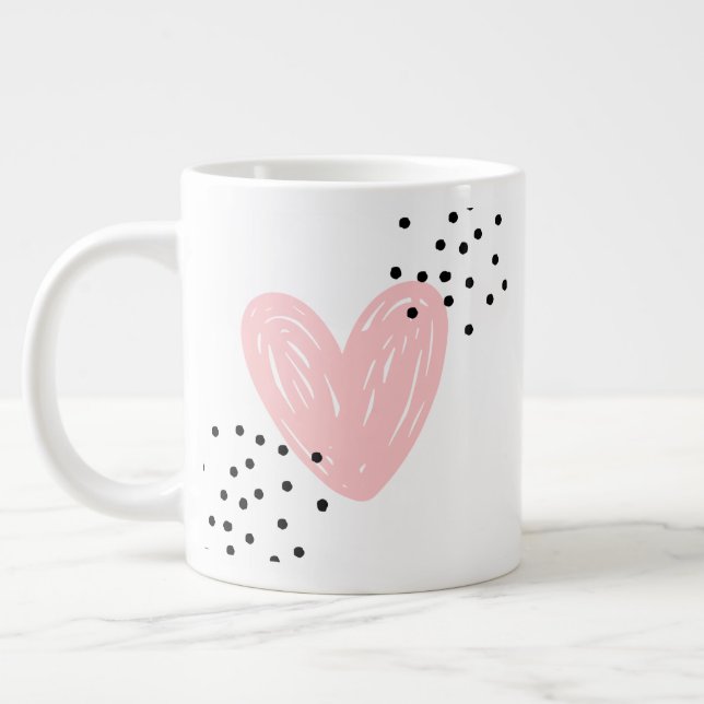 love with black particles design large coffee mug (Left)