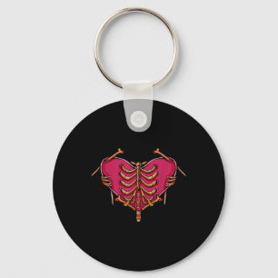Love With Bones Hand Heart Funny Bones Love Key Ring