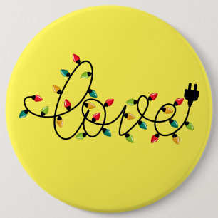 Love with Colourful Christmas Lights 6 Cm Round Badge