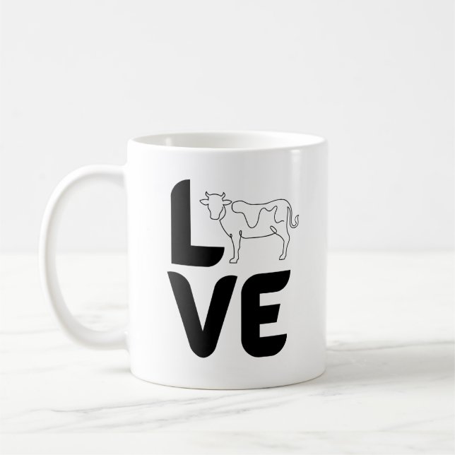 Love with Cow as the O Coffee Mug (Left)