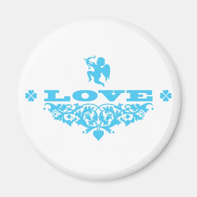 Love with Cupid (Blue) Magnet (Front)