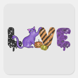 Love with Cute Cat for Halloween Square Sticker