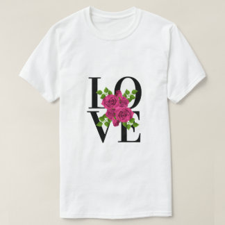 LOVE with Dark Pink Roses T-Shirt
