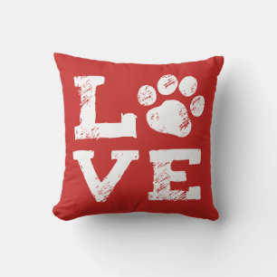 LOVE with Dog Paw Print Cushion