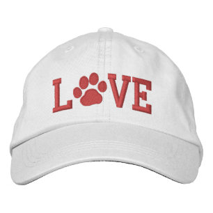 LOVE with Dog Paw Print Cute Canine Lover's Embroidered Hat