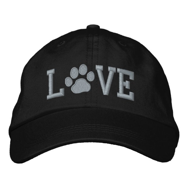 LOVE with Dog Paw Print Embroidered Hat (Front)