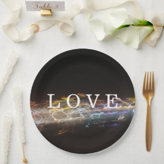 LOVE with Electrical Lights Paper Plate