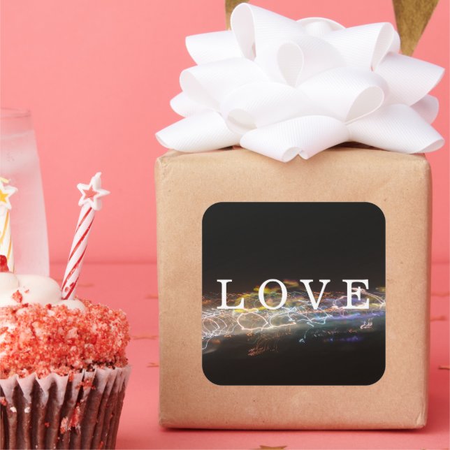 LOVE with Electrical Lights Square Sticker (Party)