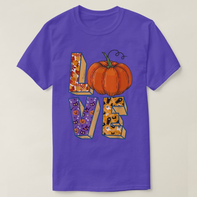 Love With Halloween, Spider, Skeleton, Witch Hat P T-Shirt (Design Front)