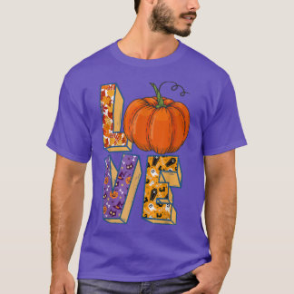 Love With Halloween, Spider, Skeleton, Witch Hat P T-Shirt
