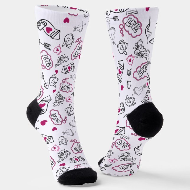 Love with Heart Flowers Socks (Angled)