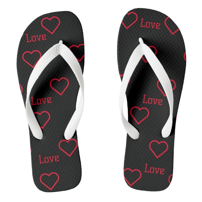 Love with Heart Symbol Printed Slippers-Sandals  Flip Flops (Footbed)