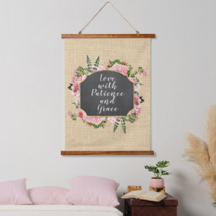 Love with Patience Quote Hanging Tapestry