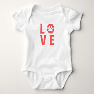 Love with Paw Print (Cats, Dogs, Pets) Baby Bodysuit