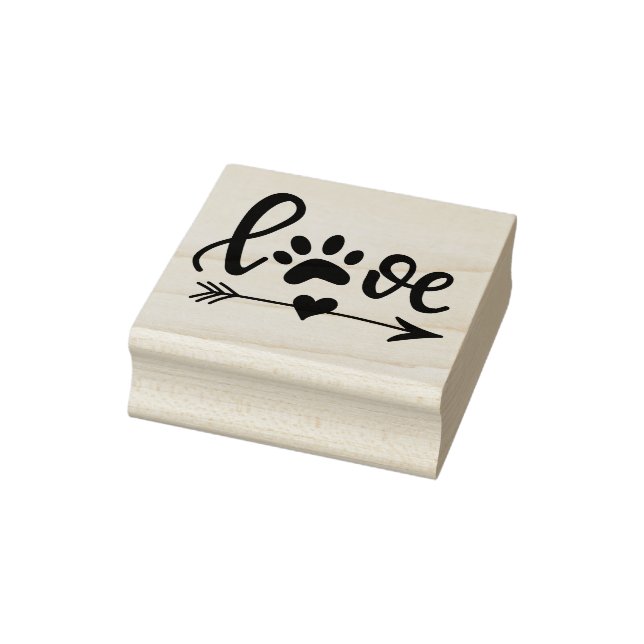 Love with Pawprint Rubber Stamp (Stamp)