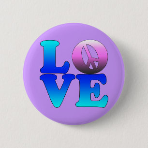Love with Peace Sign 6 Cm Round Badge