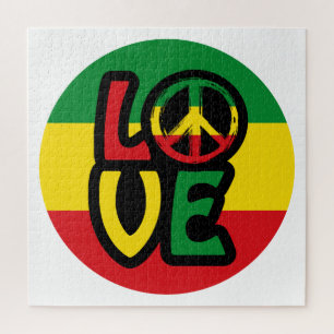 LOVE with peace symbol, reggae style Jigsaw Puzzle