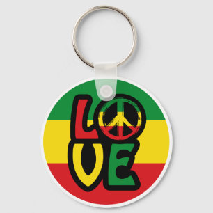 LOVE with peace symbol, reggae style Key Ring