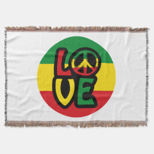 LOVE with peace symbol, reggae style Throw Blanket