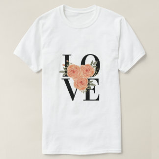 LOVE with Peach Roses  T-Shirt