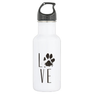 Love with Pet Paw Print Brown Grunge Typography 532 Ml Water Bottle