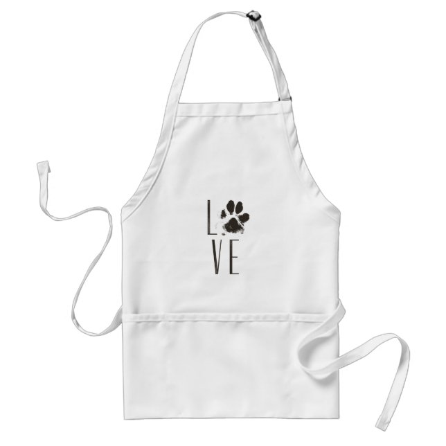 Love with Pet Paw Print Brown Grunge Typography Standard Apron (Front)