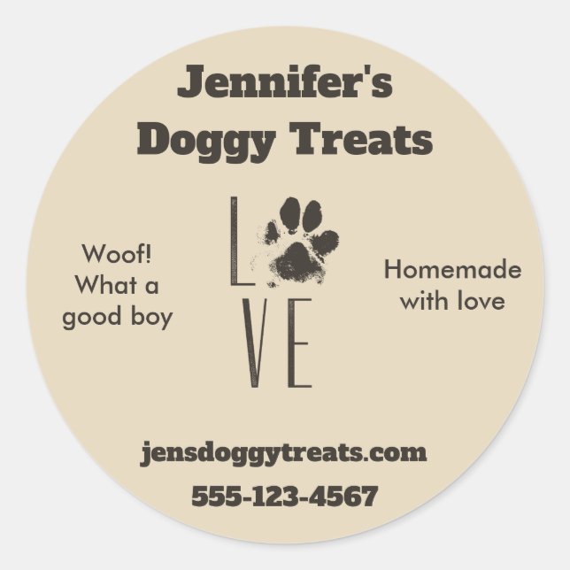 Love with Pet Paw Print Pet Business Classic Round Sticker (Front)