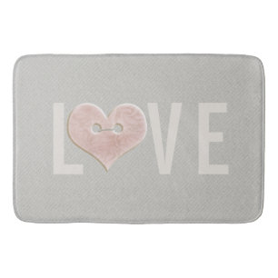 LOVE with Pink Heart   Bath Mat