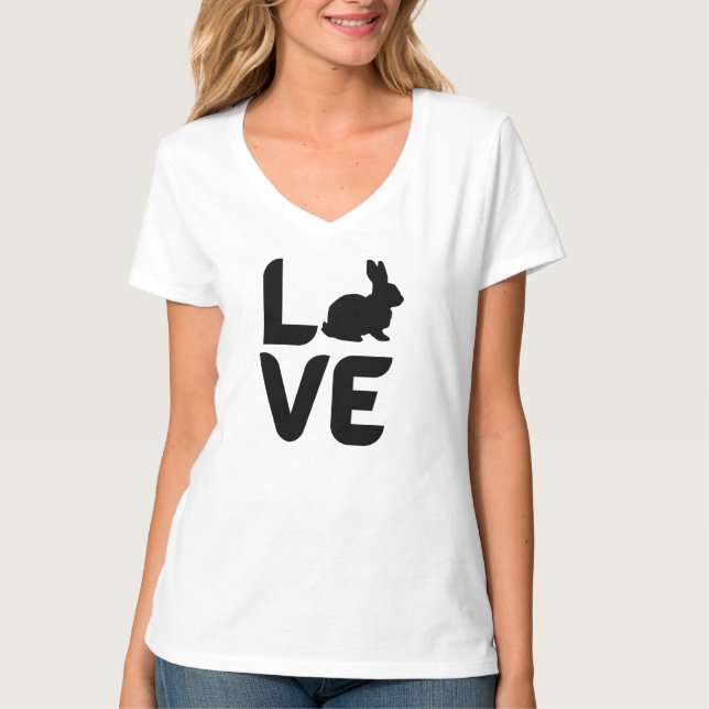 Love with Rabbit Black Design  T-Shirt (Front)