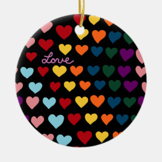 Love With Rainbow of Hearts Ceramic Tree Decoration