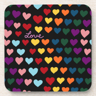 Love With Rainbow of Hearts Coaster