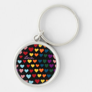 Love With Rainbow of Hearts Key Ring