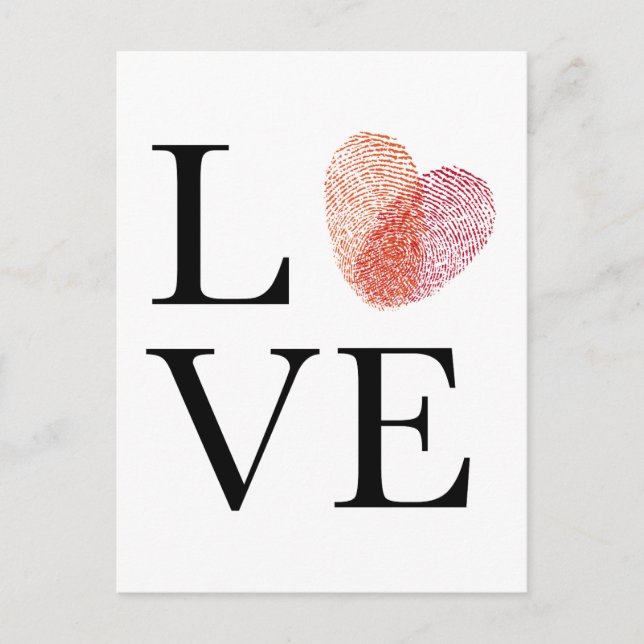 Love with red fingerprint heart postcard (Front)